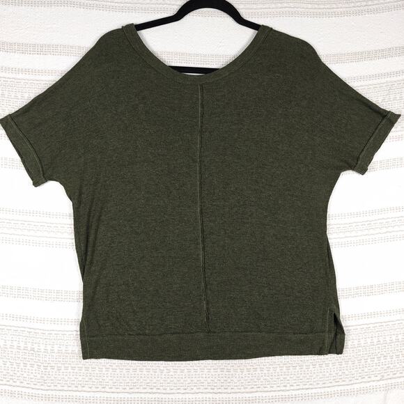 H by Bordeaux Dark Army Green Short Sleeve Top Size S Casual Tee - Picture 2 of 7